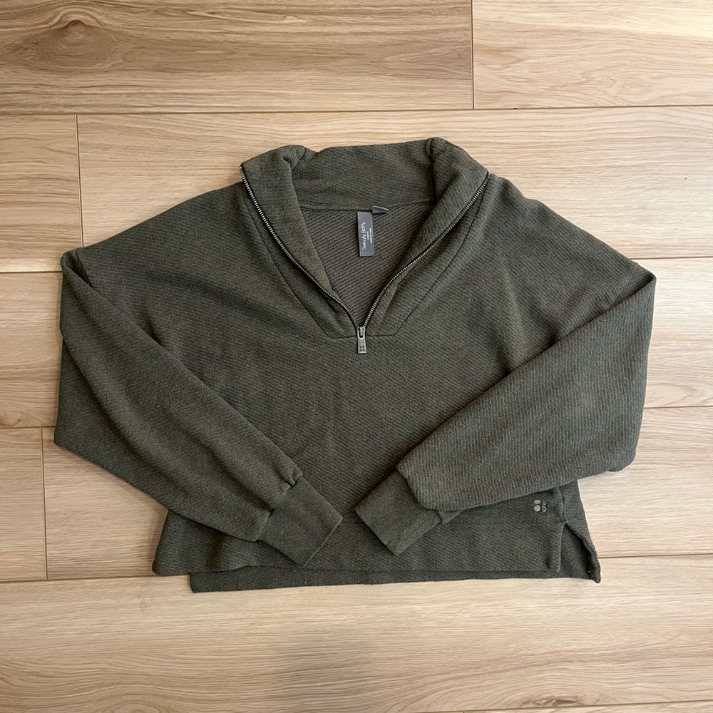 Sweaty Betty Green Cropped Pullover Sweatshirt